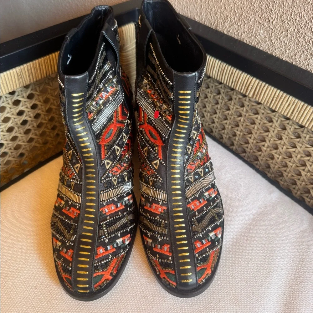 HTF New Alice + Olivia Bohemian Boots With Intricate Beading & Hidden Heel EU 41 - Picture 6 of 9